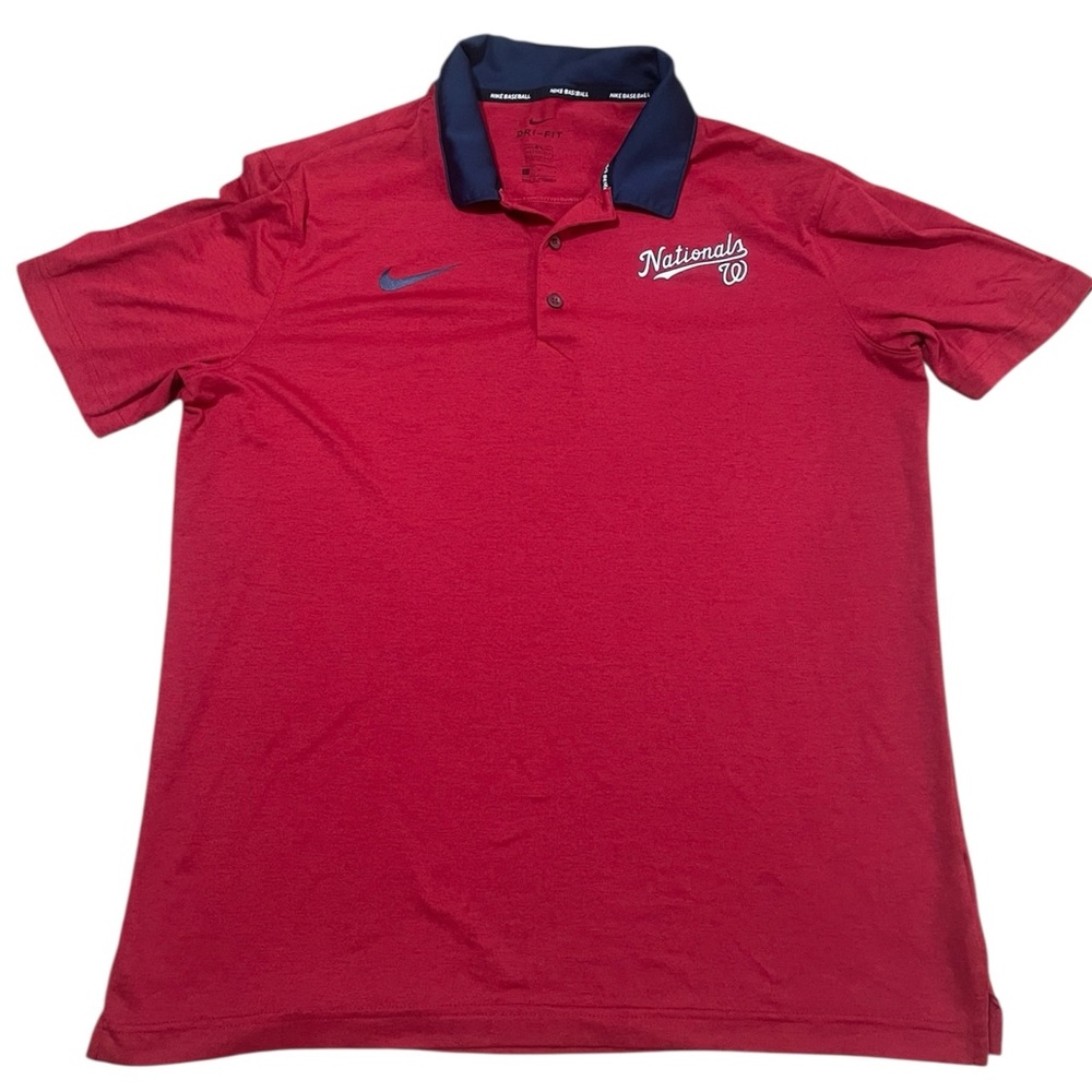 Nike Dri-FIT Washington Nationals Polo Shirt Men’s L Red MLB Baseball Golf Top